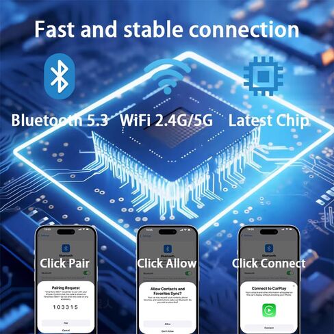 محول لاسلكي Mini CarPlay مع أزرار الوظائف - عصا CarPlay Dongle لنظام iOS 10+، USB ونوع C، التوصيل والتشغيل، اتصال مستقر وبدون زمن الوصول (أسود) in Saudi Arabia
