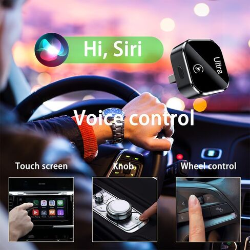 محول لاسلكي Mini CarPlay مع أزرار الوظائف - عصا CarPlay Dongle لنظام iOS 10+، USB ونوع C، التوصيل والتشغيل، اتصال مستقر وبدون زمن الوصول (أسود) in Saudi Arabia