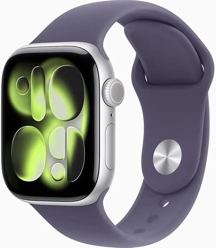 Apple Watch Series 11 [GPS, 46mm] Silver Aluminum Case with Purple Fog Sport Band, M/L (Renewed) in Saudi Arabia