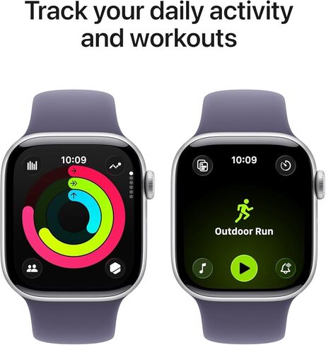 Apple Watch Series 11 [GPS, 46mm] Silver Aluminum Case with Purple Fog Sport Band, M/L (Renewed) in Saudi Arabia