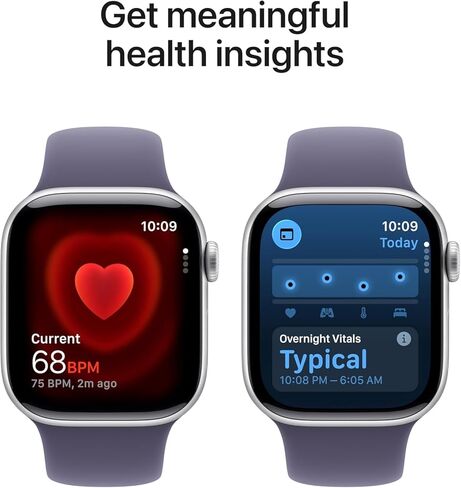 Apple Watch Series 11 [GPS, 46mm] Silver Aluminum Case with Purple Fog Sport Band, M/L (Renewed) in Saudi Arabia