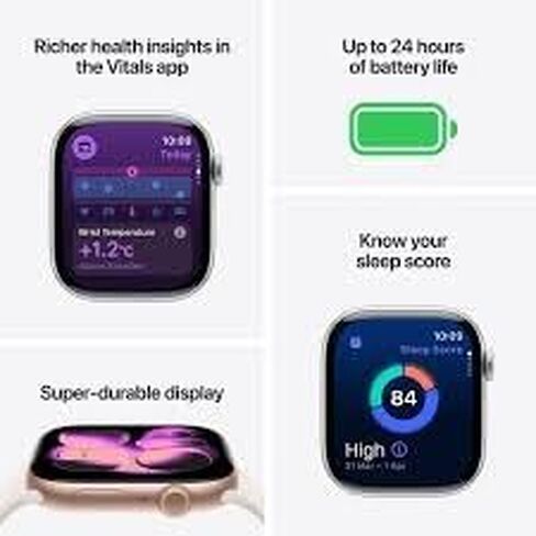 Apple Watch Series 11 [GPS, 46mm] Silver Aluminum Case with Purple Fog Sport Band, M/L (Renewed) in Saudi Arabia