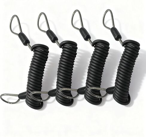 4 pcs 5 Foot (150cm) 4mm Thickness Stainless Steel Extensible Wire Cable Safety Tether Lanyard Lock Rope with Loops Ended and Vinyl Cover Coated, Orange in Saudi Arabia