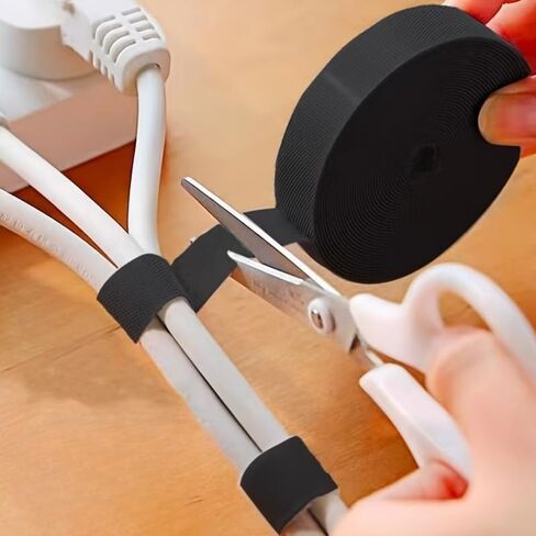 2pcs Versatile Reusable Cable Ties with Hooks and Loops - Adjustable Wire Organizer for Computers & Electronics (black,2) in Saudi Arabia