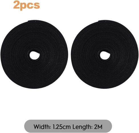 2pcs Versatile Reusable Cable Ties with Hooks and Loops - Adjustable Wire Organizer for Computers & Electronics (black,2) in Saudi Arabia