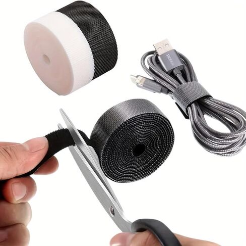 2pcs Versatile Reusable Cable Ties with Hooks and Loops - Adjustable Wire Organizer for Computers & Electronics (black,2) in Saudi Arabia