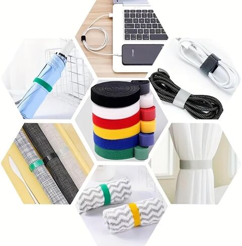 2pcs Versatile Reusable Cable Ties with Hooks and Loops - Adjustable Wire Organizer for Computers & Electronics (black,2) in Saudi Arabia