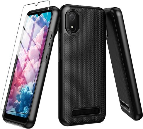 حافظة Cloud Mobile Stratus C8 مع واقي شاشة من الزجاج المقوى، طبقة مزدوجة شديدة التحمل للحماية من الصدمات (أسود، Cloud Mobile Stratus C8) in Saudi Arabia