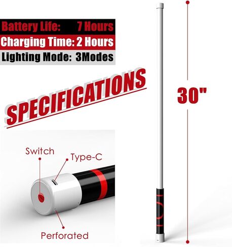 Flexible LED Flashlight Stick, 30" Bendable Mechanic Work Light Rechargeable High Lumen Professional Light 3 Lighting Modes Automotive Illumination Tool Car Repairs Inspections Tight Spaces in Kuwait