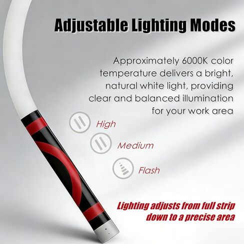 Flexible LED Flashlight Stick, 30" Bendable Mechanic Work Light Rechargeable High Lumen Professional Light 3 Lighting Modes Automotive Illumination Tool Car Repairs Inspections Tight Spaces in Kuwait