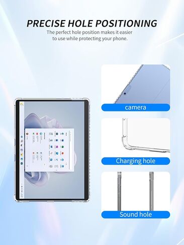 حافظة لجهاز Microsoft Surface Pro7/6/5/4 مقاس 12.3 بوصة لأجهزة Android اللوحية، زاوية تغطية كاملة رفيعة للغاية، غطاء حافظة BOVUGAC ناعم من مادة TPU مقاوم للصدمات مناسب للأطفال لجهاز Microsoft Surface Pro 7 مقاس 12.3 بوصة (شفاف) in Saudi Arabia