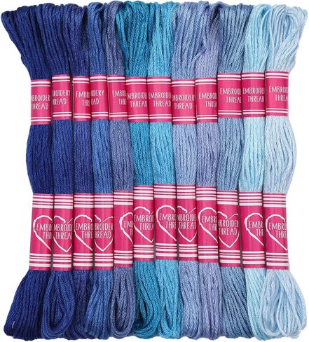 خيط التطريز ، 12 Skeins Blue Embroidery Thread ، سلسلة سوار الصداقة لصنع DIY ، الحرف التطريز in Saudi Arabia
