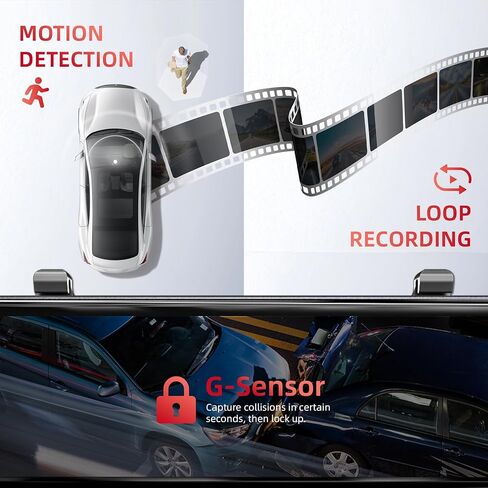 2026 4K Mirror Dash Cam 4 قنوات، شاشة لمس 12 بوصة كاميرا مرآة الرؤية الخلفية للسيارات، 4K+1080Px3 Dashcam أمامي خلفي من الداخل، رؤية ليلية بالأشعة تحت الحمراء، WiFi، APP، GPS، التحكم الصوتي، 128 جيجابايت SD مجاني in Kuwait