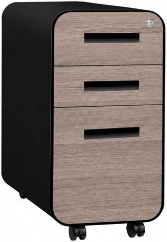 Laura Davidson Furniture Stockpile Slim 3 -Drawer File File Cabinet With Lock - Under Desk Metal Fiving Fablet ، مجلدات ملفات قانونية/رسائل ، عجلات وأقدام ثابتة ، مجمعة ، Sage Green in Kuwait