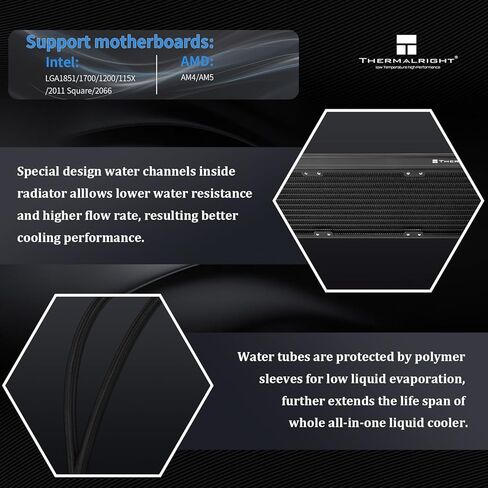 مبرد مياه وحدة المعالجة المركزية TR Thermalright Magic Qube 360 ​​ARGB أسود لوحدة المعالجة المركزية، مروحة PWM لاسلكية - مرآة ARGB إنفينيتي، لـ Intel lga115x/1200/1700/1851، AMD/AM4/AM5، شاشة عرض رقمية - رأس بارد in Kuwait
