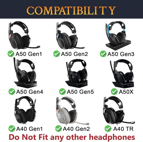 غطاء عصابة الرأس SOULWIT لسماعات Astro A40 (TR/Gen 1-2)، A50 (X/Gen 1-5)، جزء إصلاح وسادة حزام الرأس البديلة من قماش النانو - أسود in Kuwait