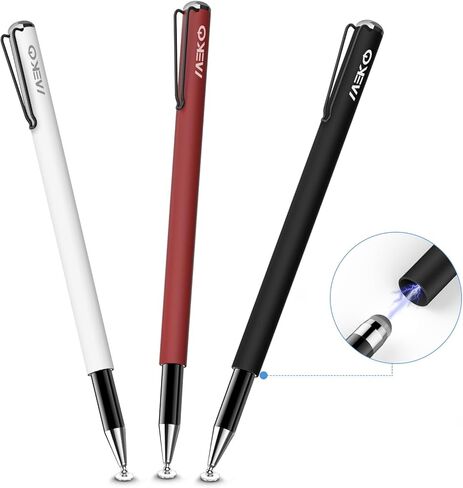 أقلام لمس لشاشات اللمس، MEKO 3 Pack 2 في 1 قلم ذو سعة عالية الحساسية، طرف مطاطي رفيع، متوافق مع iPad، Switch، iPhone، Android، Tablet، Laptop، Microsoft Surface، Chromebook in Kuwait