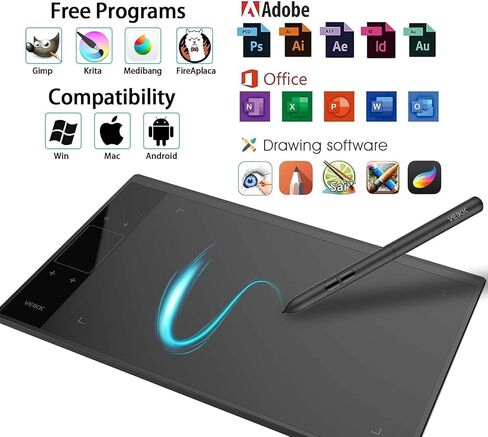 Graphic Drawing Tablet VEIKK A30 V3 Writing Pen Tablet 10x6 Inch Tableta Grafica Digital Drawing Pad with Battery-Free Stylus and Touch Keys in Saudi Arabia