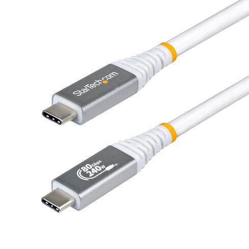 StarTech.com 1m (3.3ft) USB4 Cable, 80Gbps, USB-IF Certified USB-C Cable, 240W, 8K 120Hz/4K 240Hz DP2.1, Thunderbolt 4 Compatible, White in Saudi Arabia