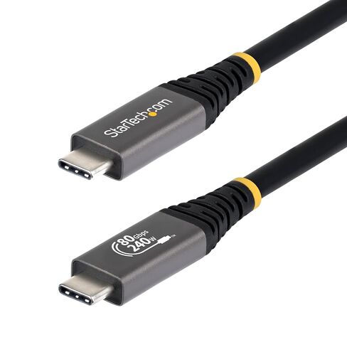 كابل StarTech.com 50 سم (1.6 قدم) USB4، 80 جيجابت في الثانية، كابل USB-C معتمد من USB-IF، 240 وات، 8K 120 هرتز/4K 240 هرتز DP2.1، متوافق مع Thunderbolt 4، أسود in Saudi Arabia