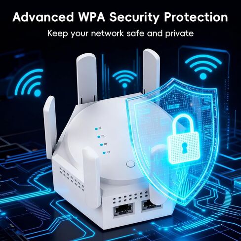 WiFi Extender Signal Booster 1200Mbps, Dual Band 2.4G/5G WiFi Repeater with 6 High-Gain Rotatable Antennas & 2 Ethernet Ports, WiFi Signal Booster for Home, Covers Up to 8000 Sq.Ft (White) in Saudi Arabia