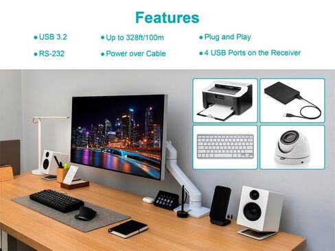 Monoprice 4-Port USB 3.0 Extender Over CAT6a Cable, Up to 100m/328ft in Saudi Arabia