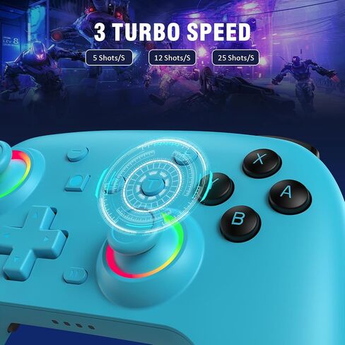 وحدة التحكم اللاسلكية Deepdawn لجهاز Nintendo Switch/Switch 2/Lite/OLED/PC - لوحة ألعاب مريحة مع Turbo، وأزرار قابلة للبرمجة، وإضاءة RGB، ووظيفة الاستيقاظ والاهتزاز المزدوج in Kuwait