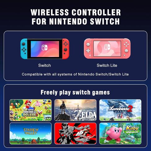 وحدة التحكم اللاسلكية Deepdawn لجهاز Nintendo Switch/Switch 2/Lite/OLED/PC - لوحة ألعاب مريحة مع Turbo، وأزرار قابلة للبرمجة، وإضاءة RGB، ووظيفة الاستيقاظ والاهتزاز المزدوج in Kuwait