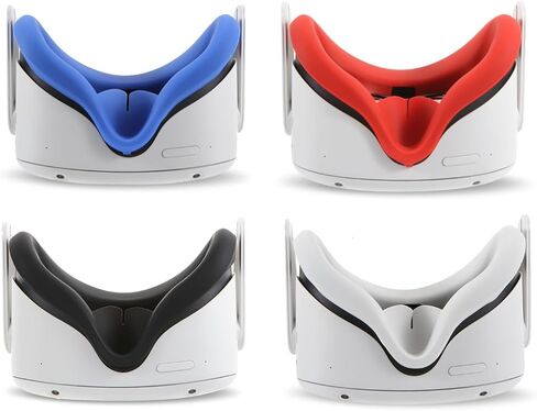 4Pcs VR Silicone Face Cover for Oculus Quest 2, Light-Thin, Waterproof, Anti-Dirty Replacement Facial Cushion VR Pads Accessories (Black+Red+Gray+Blue) in Saudi Arabia