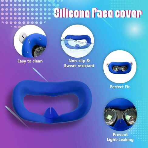 4Pcs VR Silicone Face Cover for Oculus Quest 2, Light-Thin, Waterproof, Anti-Dirty Replacement Facial Cushion VR Pads Accessories (Black+Red+Gray+Blue) in Saudi Arabia