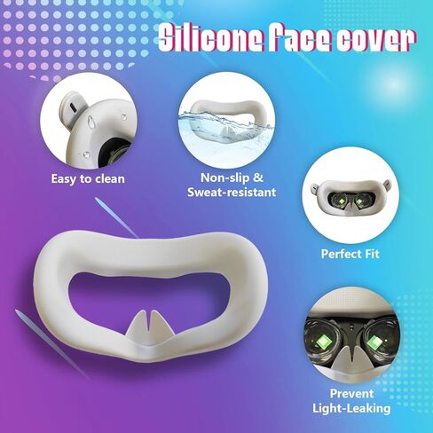 4Pcs VR Silicone Face Cover for Oculus Quest 2, Light-Thin, Waterproof, Anti-Dirty Replacement Facial Cushion VR Pads Accessories (Black+Red+Gray+Blue) in Saudi Arabia