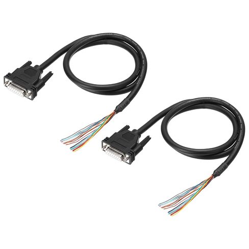 PATIKIL 2 Pcs 3.3 ft 26AWG DB15 Female Connector to Bare Wire END RS232 15-Pin Serial Extension Cable Double Shielded Gold Plated Female Connector, Black in Saudi Arabia