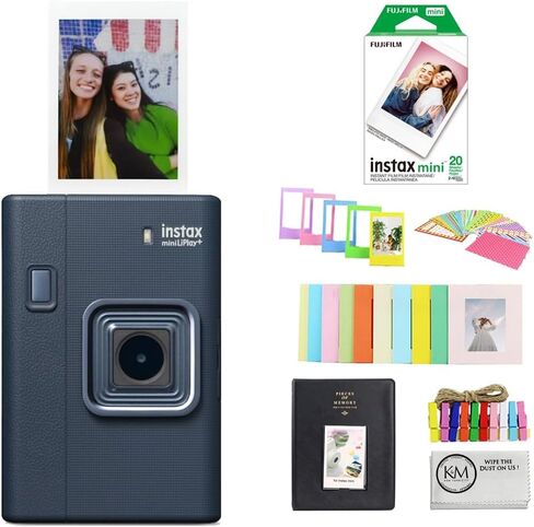 مجموعة الكاميرا الفورية الهجينة FUJIFILM instax mini LiPlay+ (Sand Beige) مع 20 صورة فورية لفيلم فوري + ألبوم Instax Mini وحدود وملصقات ومشابك + قطعة قماش للتنظيف من الألياف الدقيقة (4 قطع) in Saudi Arabia