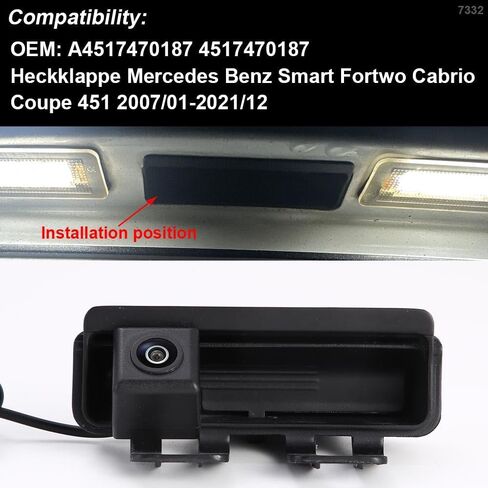 Super HD Car Backup Camera Reverse Parking vehichle Camera Replacement for Mercedes Benz Smart Fortwo Cabrio Coupe 451 2007/01-2021/12 Waterproof Night Vision in Saudi Arabia