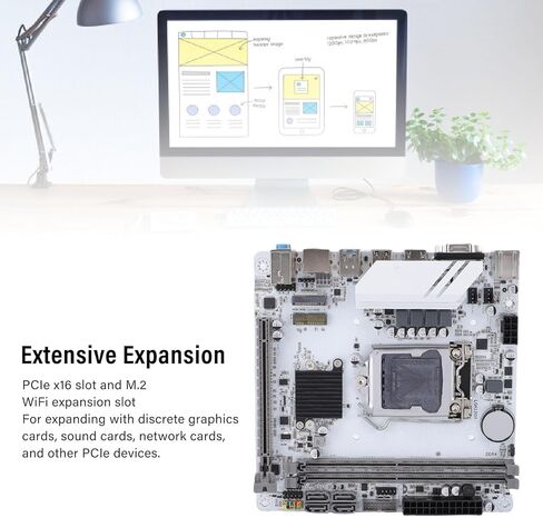 ciciglow Computer Motherboard, H510 ITX Motherboard LGA 1200 Support Dual Channel DDR4 64GB Mini ITX Desktop Board with M.2 NVMe Slot and PCIe 3.0 x16 in Saudi Arabia