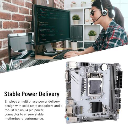 ciciglow Computer Motherboard, H510 ITX Motherboard LGA 1200 Support Dual Channel DDR4 64GB Mini ITX Desktop Board with M.2 NVMe Slot and PCIe 3.0 x16 in Saudi Arabia