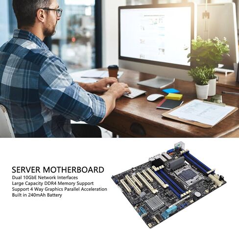 Server Motherboard, Fit for LGA2011 3 Socket Single CPU Support E5 1600 2600 v3 v4 Series, with 8 DDR4 DIMM Slots and 7 PCIe 3.0 x16 Slots in Saudi Arabia