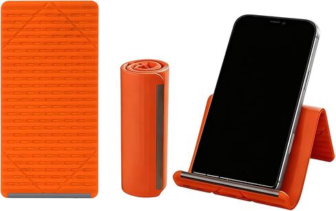 Universal Flexible Silicone Phone Holder Stand - Multi-Angle Foldable Tablet Holder & Laptop Riser - Portable Travel Essentials for Airplane, Office & Home - Non-Slip, Heat Dissipation Design,Orange in Saudi Arabia
