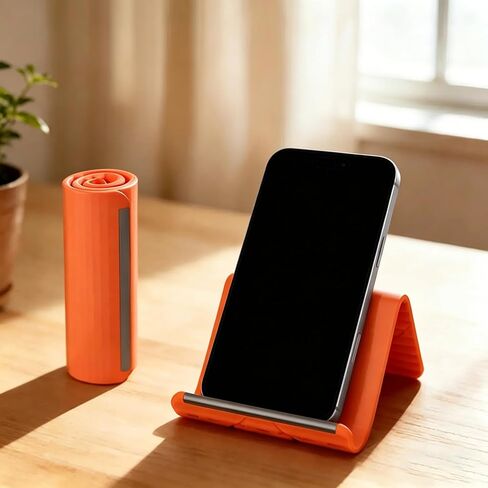 Universal Flexible Silicone Phone Holder Stand - Multi-Angle Foldable Tablet Holder & Laptop Riser - Portable Travel Essentials for Airplane, Office & Home - Non-Slip, Heat Dissipation Design,Orange in Saudi Arabia