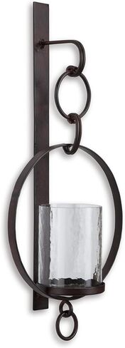 Ashley Furniture Design - Ogaleesha Chain Link Wall Sconce - معدني وزجاج شفاف - بني in Saudi Arabia