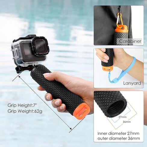196FT/60M Waterproof Housing Case with Floating Hand Grip for GoPro Hero 13/12/11/10/9 Black, Protective Underwater Diving Housing Shell with Cold Shoe Mounts for Light/Microphone Accessories in Saudi Arabia