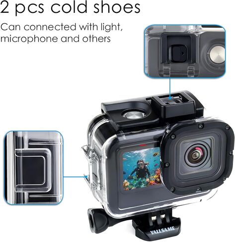 196FT/60M Waterproof Housing Case with Floating Hand Grip for GoPro Hero 13/12/11/10/9 Black, Protective Underwater Diving Housing Shell with Cold Shoe Mounts for Light/Microphone Accessories in Saudi Arabia