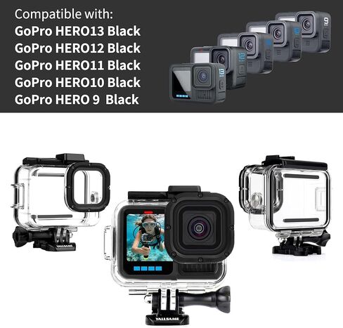 196FT/60M Waterproof Housing Case with Floating Hand Grip for GoPro Hero 13/12/11/10/9 Black, Protective Underwater Diving Housing Shell with Cold Shoe Mounts for Light/Microphone Accessories in Saudi Arabia