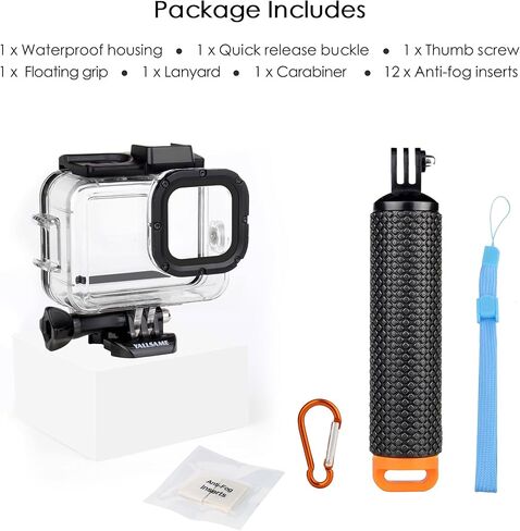 196FT/60M Waterproof Housing Case with Floating Hand Grip for GoPro Hero 13/12/11/10/9 Black, Protective Underwater Diving Housing Shell with Cold Shoe Mounts for Light/Microphone Accessories in Saudi Arabia