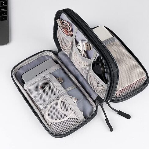 Travel Electronics Organizer Waterproof Cable Organizer Bag for Electronic Accessories Double Layer Large Shockproof Cable Storage Bag in Saudi Arabia