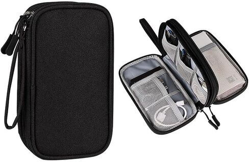 Travel Electronics Organizer Waterproof Cable Organizer Bag for Electronic Accessories Double Layer Large Shockproof Cable Storage Bag in Saudi Arabia