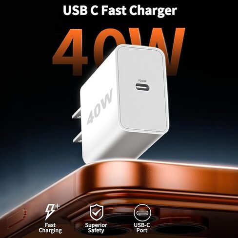 [معتمد من Apple MFi] شاحن iPhone 17 16 Pro Max شحن سريع، 40 وات USB C إلى C كابل شحن سريع بطول 10 أقدام من النوع C لهاتف iPhone 17e/17 Pro/Air/16/16e/16 ProMax/Plus/15Pro، iPad in Kuwait