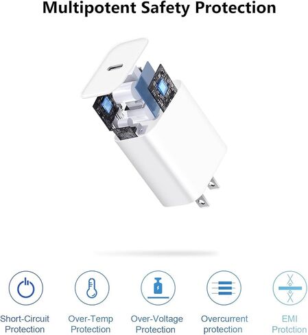 شاحن iPad شحن سريع معتمد من Apple MFi 2-Pack 20W USB C شاحن 6.6ft كابل Lightning لأجهزة iPad 9th/8th/7th/6th/5th Generation، iPhone 14/13/12/11 in Kuwait
