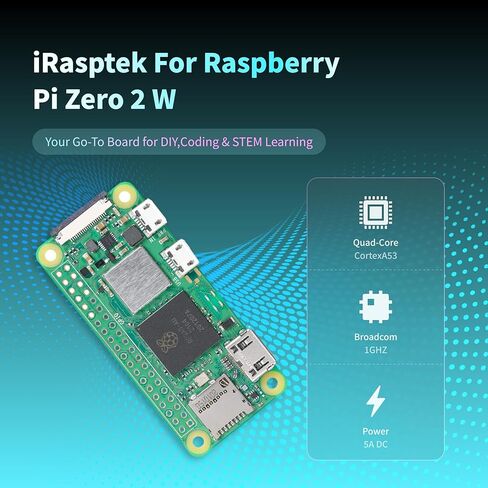 iRasptek Basic Kit for Raspberry Pi Zero 2 W with Acrylic Case,Mini HD-HD Adapter,Heatsink,Pin Header,Micro USB OTG Cable,Screwdriver| Ideal for DIY, IoT and STEM Projects in Saudi Arabia