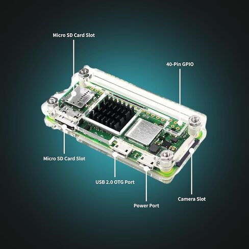 iRasptek Basic Kit for Raspberry Pi Zero 2 W with Acrylic Case,Mini HD-HD Adapter,Heatsink,Pin Header,Micro USB OTG Cable,Screwdriver| Ideal for DIY, IoT and STEM Projects in Saudi Arabia